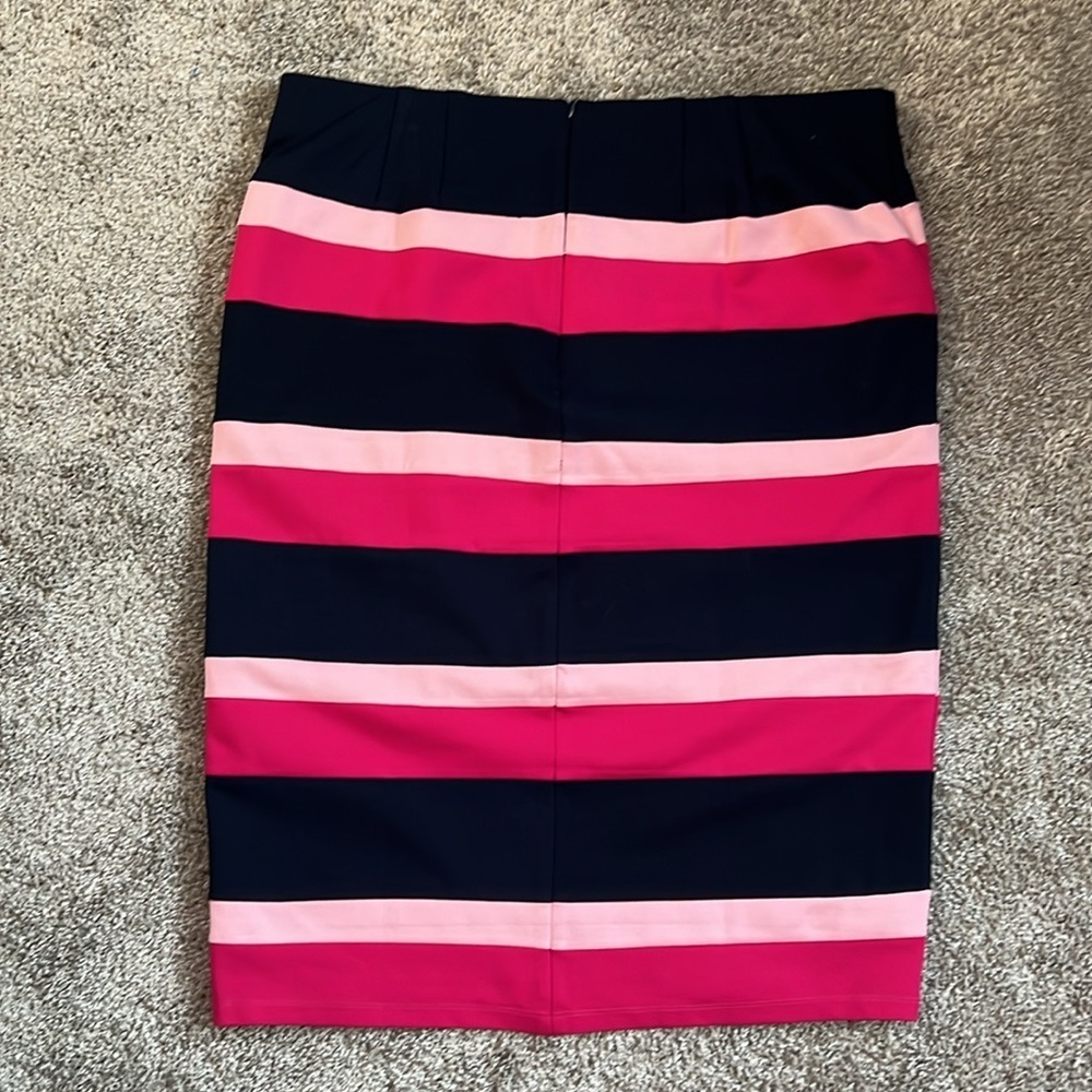Eloquii Pink and Navy Blue Striped Pencil Skirt - Picture 2 of 4